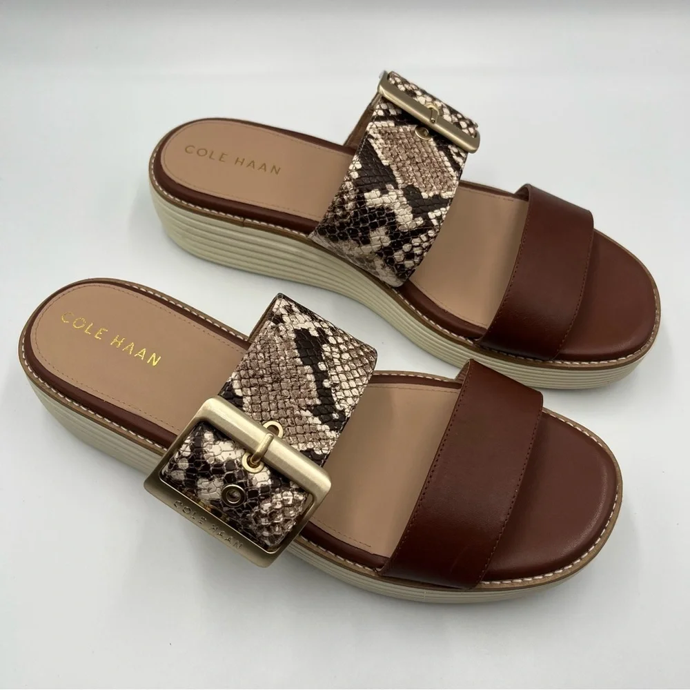 COLE HAAN Original Grand OG Platform Sandal Sandollar Snake Print Sz 9